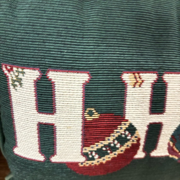 Vintage HoHoHo Tapestry Pillow Small Green Ornament Balls - Picture 2 of 7